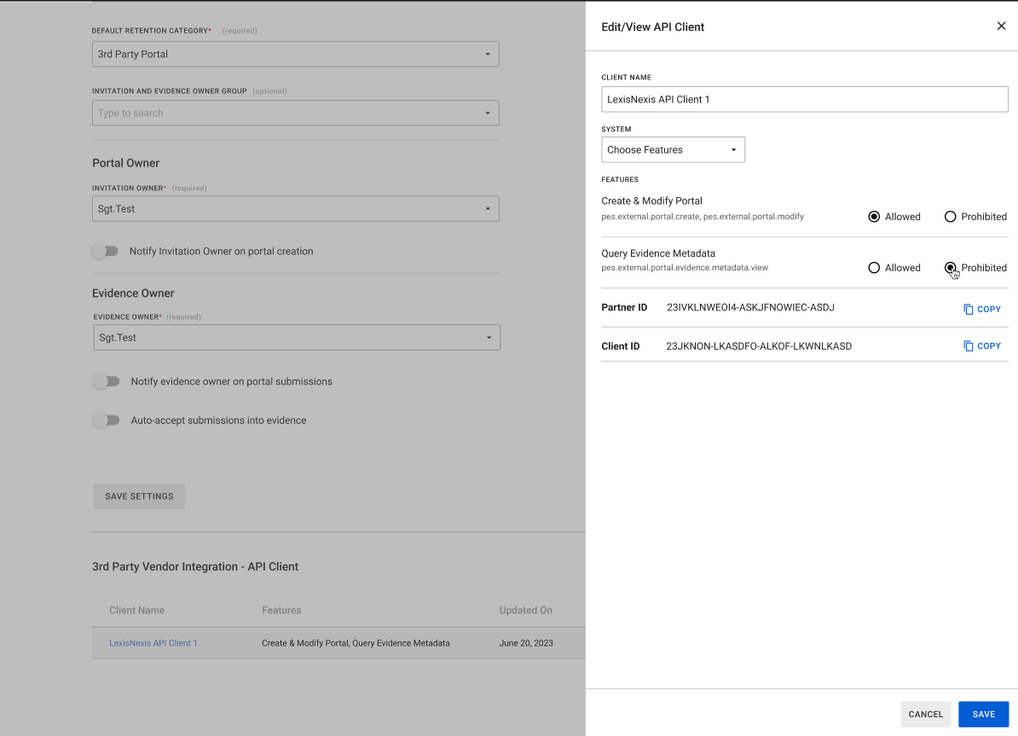 Edit/View API Client — complex configuration options